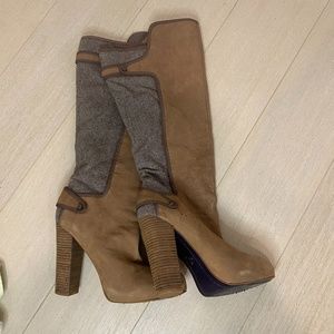 Knee high mixed media Boots